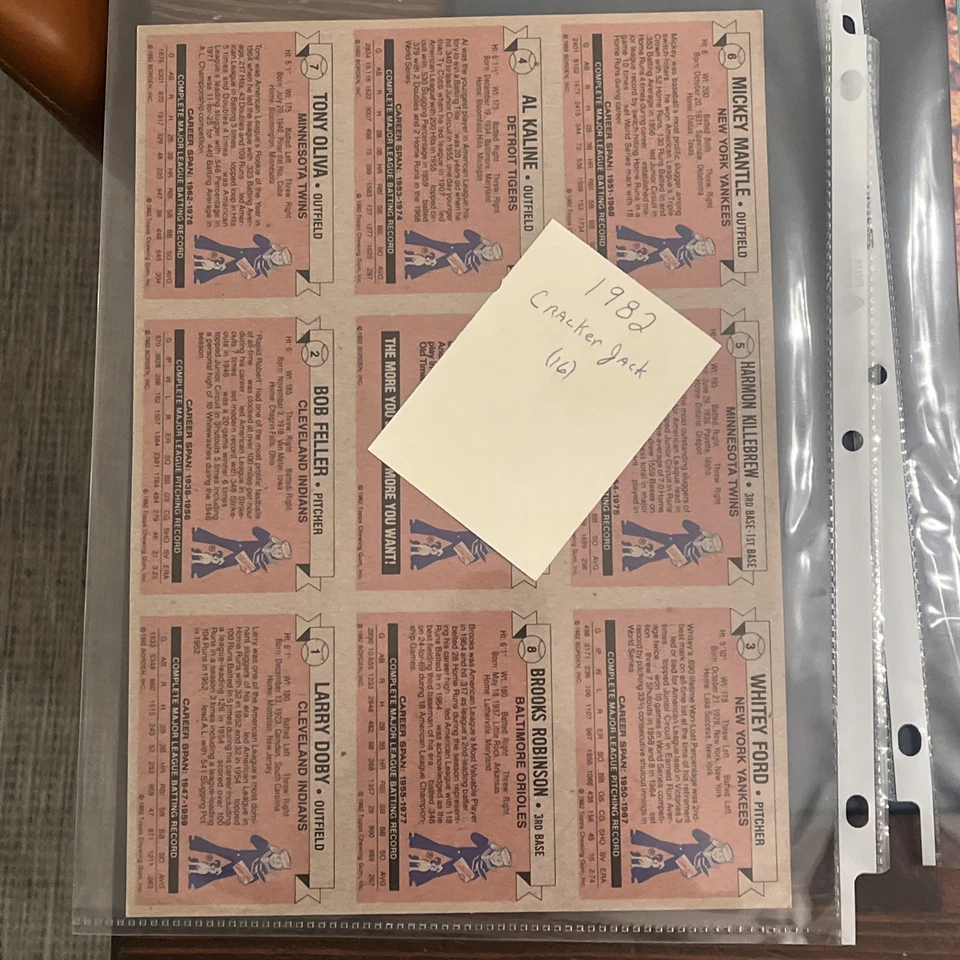 1982 Cracker Jack Baseball Cards Uncut Sheet Set Mint-Near Mint | HOF Beautiful - Image 4 of 4