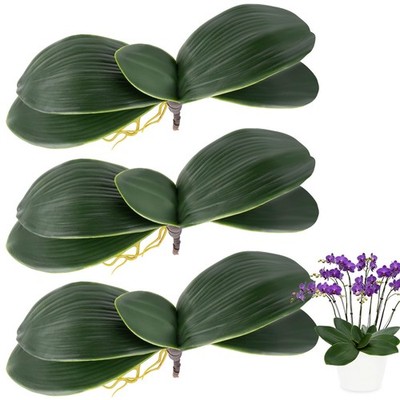 3 PCS Artificial Orchids Leaves Lifelike Fake Phalaenopsis Plant Root Green