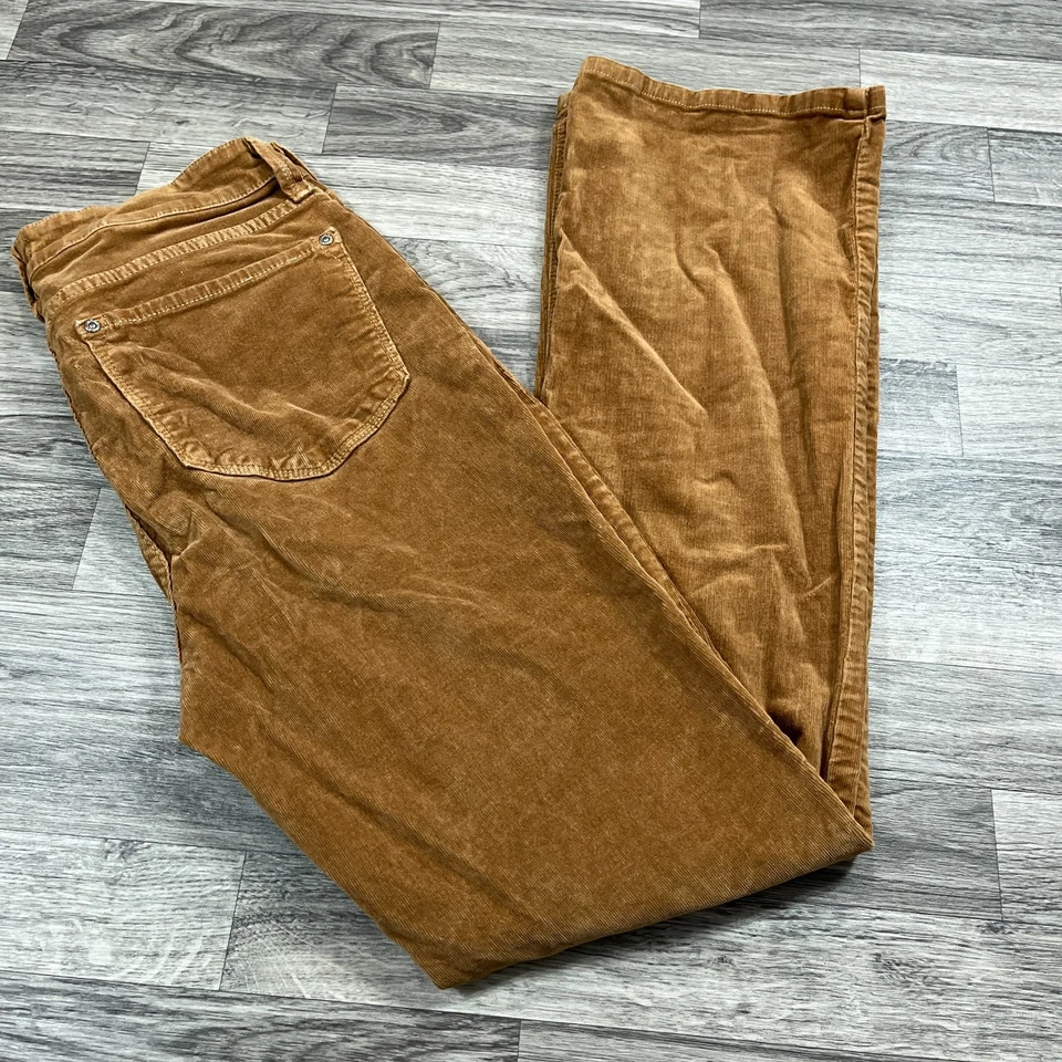 Pantalones de pana marrón tiro alto elásticos corte bota NYDJ para mujer talla 8 Foto 2 de 4