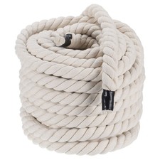 1 Inch x 50 Ft Natural Twisted Cotton Rope 3 Strand Strong Thick Cotton Rope Tug