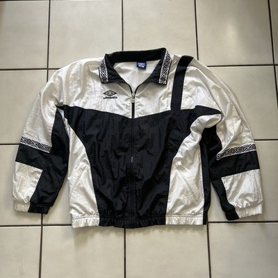 Vintage 90s Umbro Track Jacket Windbreaker Black White Men s M