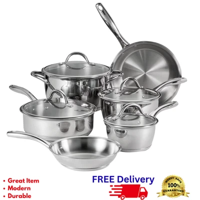 Tramontina 10-Pc Stainless Steel Cookware Set Tri-Ply Induction