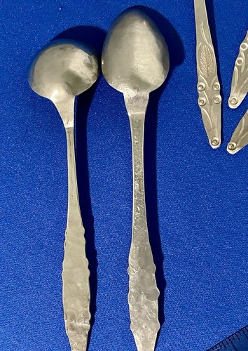 Latin American Folk Art Tea Spoons Set/7 Bolivian Handmade Nickel Silver - Picture 8 of 9