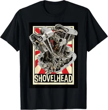 Vintage Shovelhead Motorcycle Engine Cutaway Diagram Retro T-Shirt