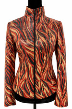 Vintage Cache Womens Bomber Jacket Size 6 Multicolor Faux Reptile Print Velvet