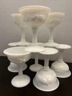 8 Vintage Westmoreland Della Robbia Milk Glass Tall Champagne Sherbert Glasses