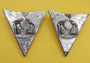 Vintage Sterling Silver Collar Tips Square Dancers
