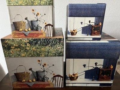 Vintage 4 Nesting Box Set Bob's Boxes Fine Art Storage Container Gift Box 9 