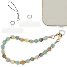 Mabor Cell Phone Wristlet Strap, Marble Beaded Phone Wrist Strap with Tether