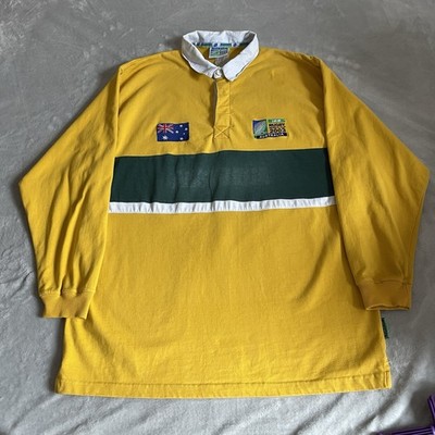 Australien Rugby Shirt Herren L / XL Gold Grün Wallabies IRB RWC 2003 Baumwolle
