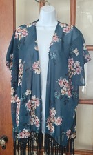 Xhilaration Women's Boho Open Front Floral Multicolor Kimono Cardigan XS/S