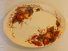Dash Of That Fall Leaves /Fruit 17" Oval Platter Hand Crafted
