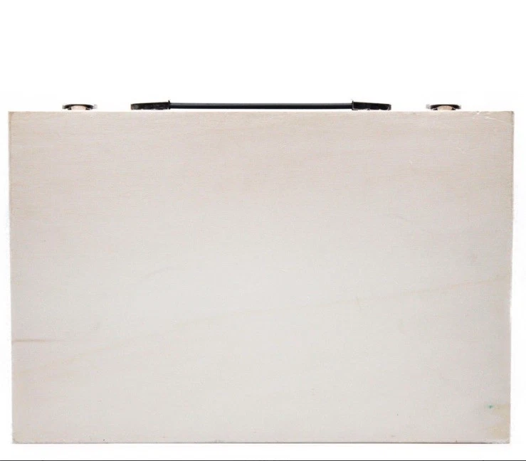 Caja de exhibición de estante/escritorio CHANEL estuche de madera con mango + fotos originales de lona CC Foto 3 de 4