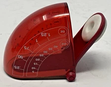 RARE VTG ADJUSTABLE MEASURING CUP RED PLASTIC-MEASURES TEASPOONS-SCOOPS