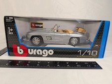 Bburago 1/18 1957 Mercedes-Benz 300 SL Touring Silver Diecast Car Factory straps