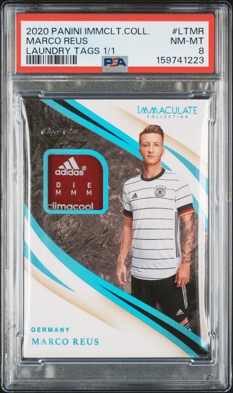 2020 PANINI IMMACULATE COLLECTION LAUNDRY TAGS 1/1 #LTMR MARCO REUS 1/1 PSA 8