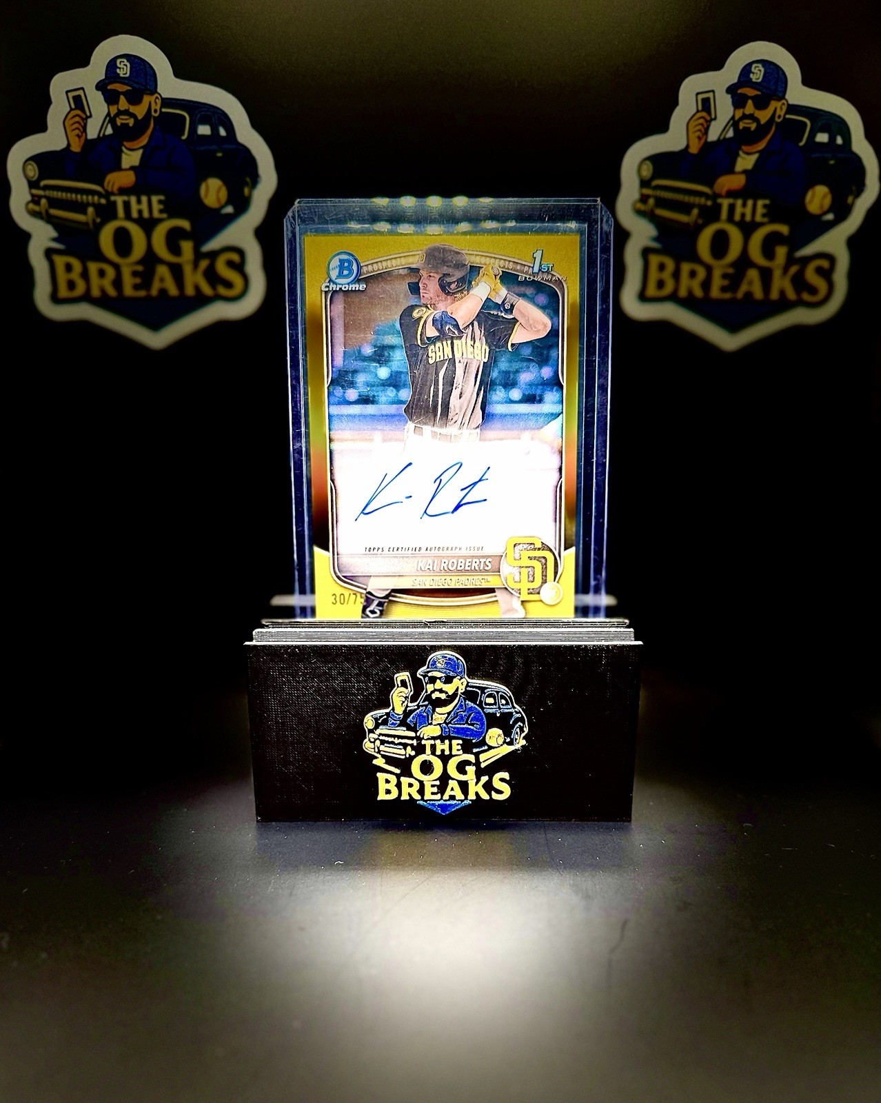 2025 Bowman Chrome Kai Roberts 1st Auto Yellow /75 Padres OG Breaks