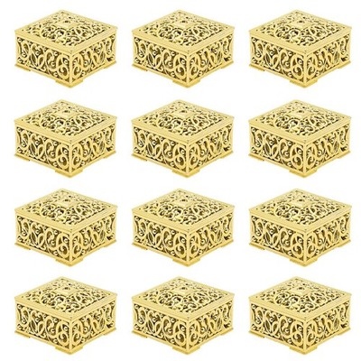 Gold Wedding Favor Containers - 12 Pack Clear Plastic Hollow Out Candy Boxes ...