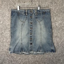 Vintage Abercrombie Fitch Skirt Womens 8 Denim Y2K A-Line Button Front 00s