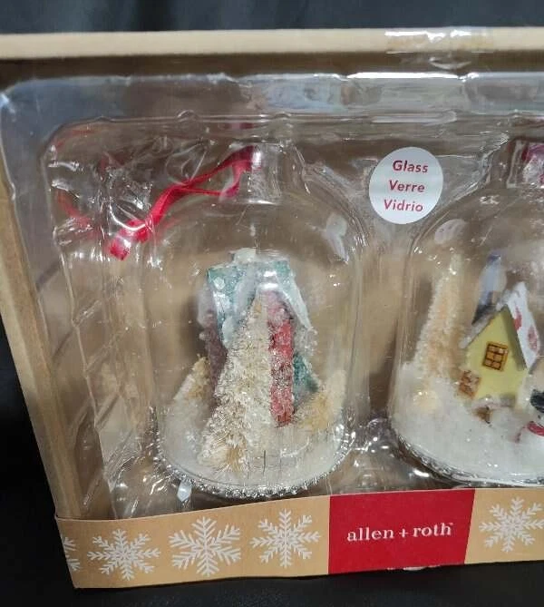 Allen + Roth Vidrio Árbol de Navidad Adornos Cúpula Grande Casa de Campo Muñeco de Nieve S Foto 3 de 4