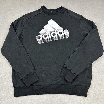 Adidas Sweatshirt Men Extra Large Black Solid Trefoil Embroidery Logo Pullover