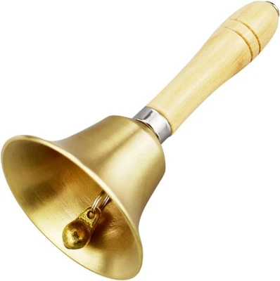 Solid Brass Hand Bell with Wooden Handle - Loud Call Bell - Image 1 of 4