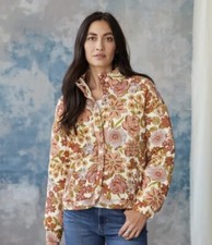 Salt Water Luxe Garden At Dawn Floral Quilted Snap Up Down Jacket Coat Size Xs