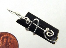 BUTW Raw Brazilian Black Tourmaline Sterling Silver Wire Wrapped Pendant 8852P