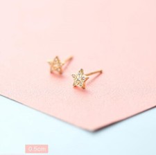 Tiny Gold Little Star Pave Cubic Zirconia Stud Earrings