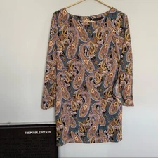 Cynthia Rowley Women’s Size 2 Paisley Bell Sleeve Mini Shift Dress
