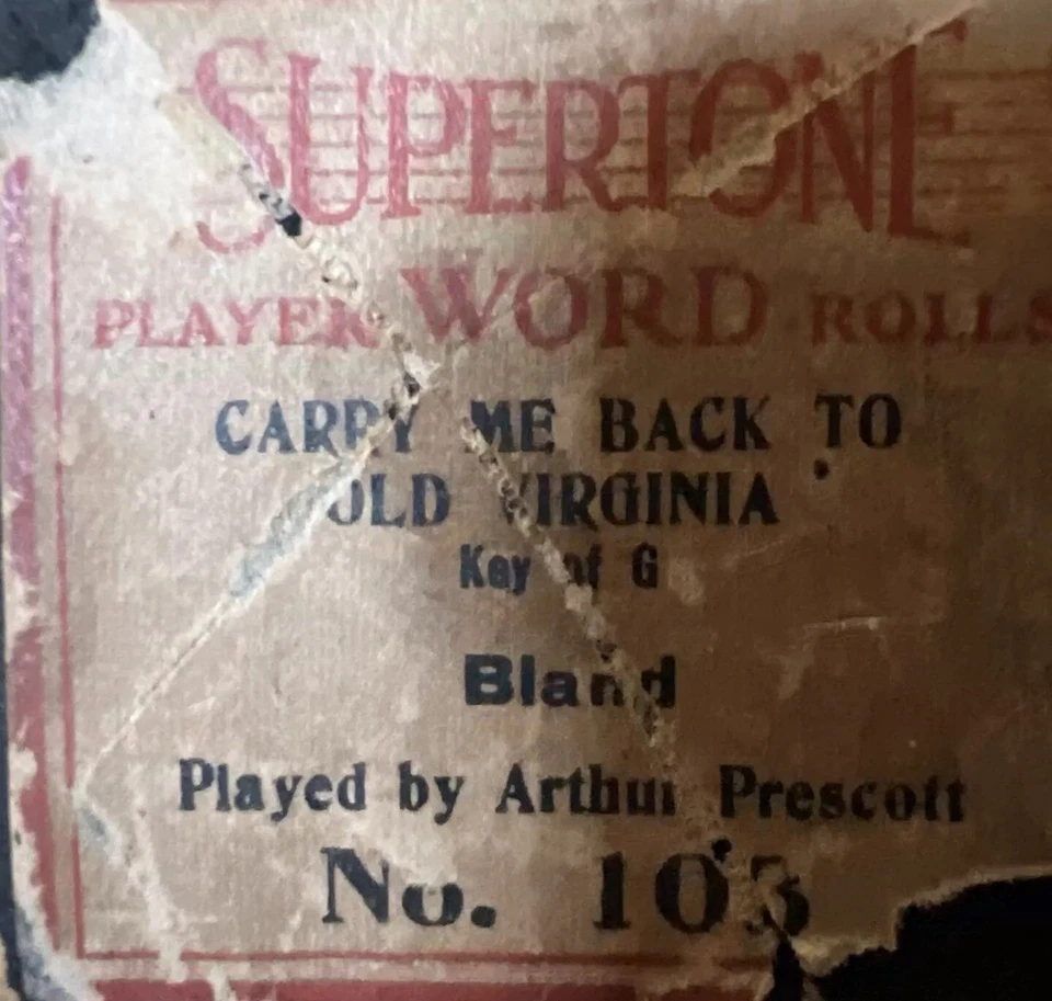 Super Tono Reproductor Piano Word Roll Llévame de vuelta a la vieja Virginia Nº 103 Foto 2 de 2