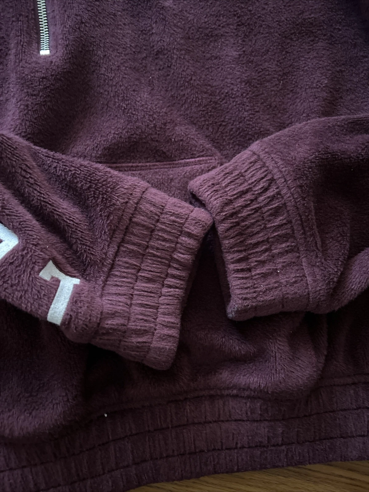 UNDERCOVER Felpa con cappuccio rosa super morbida pile Victoria Secret mezza cerniera rara grande