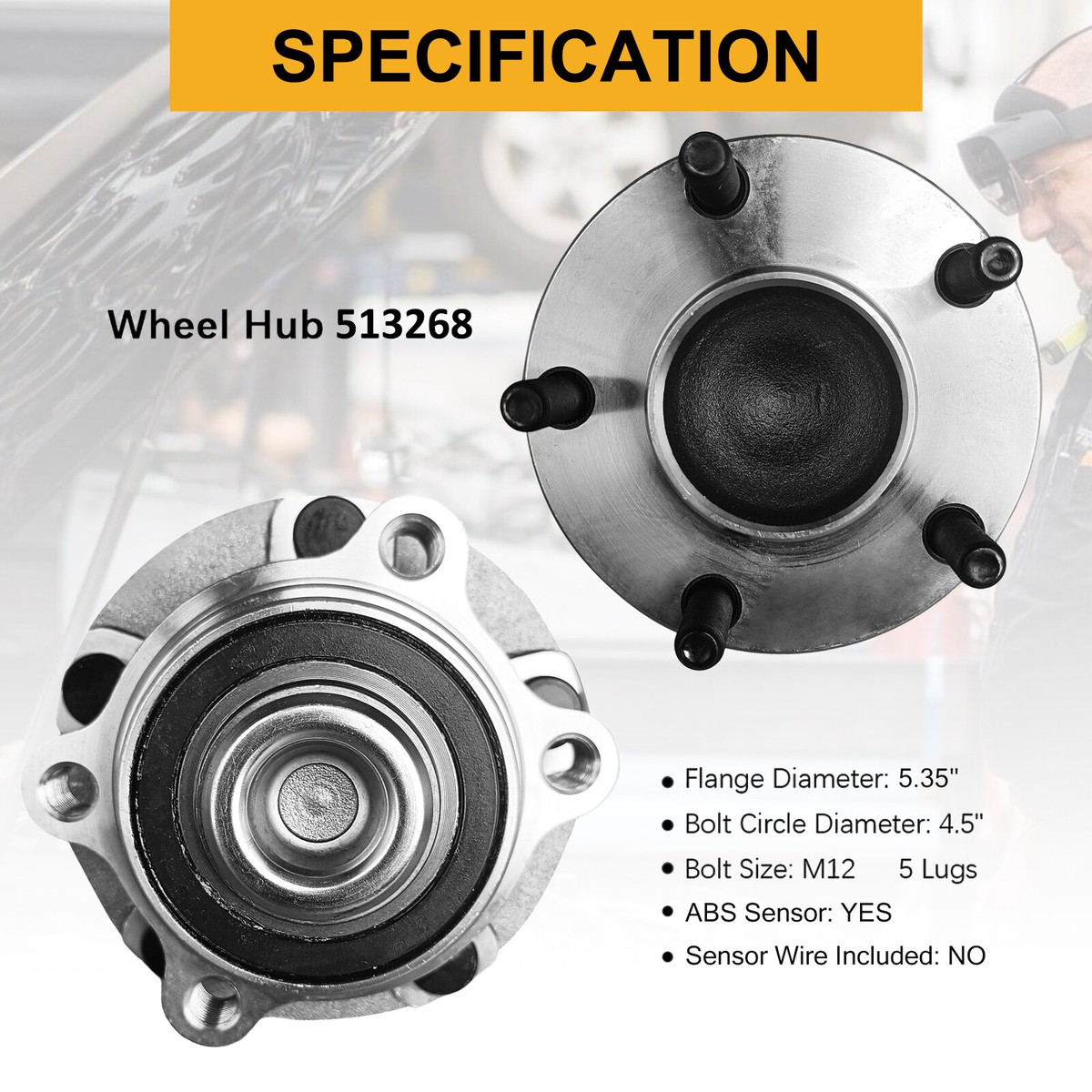 Pair RWD Front Wheel Bearing & Hub Assembly 513268 for INFINITI