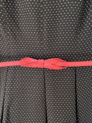 Women's Fit & Flare Dress Size 8 Black White Polka Dot With Red Belt NEW! - Picture 4 of 11