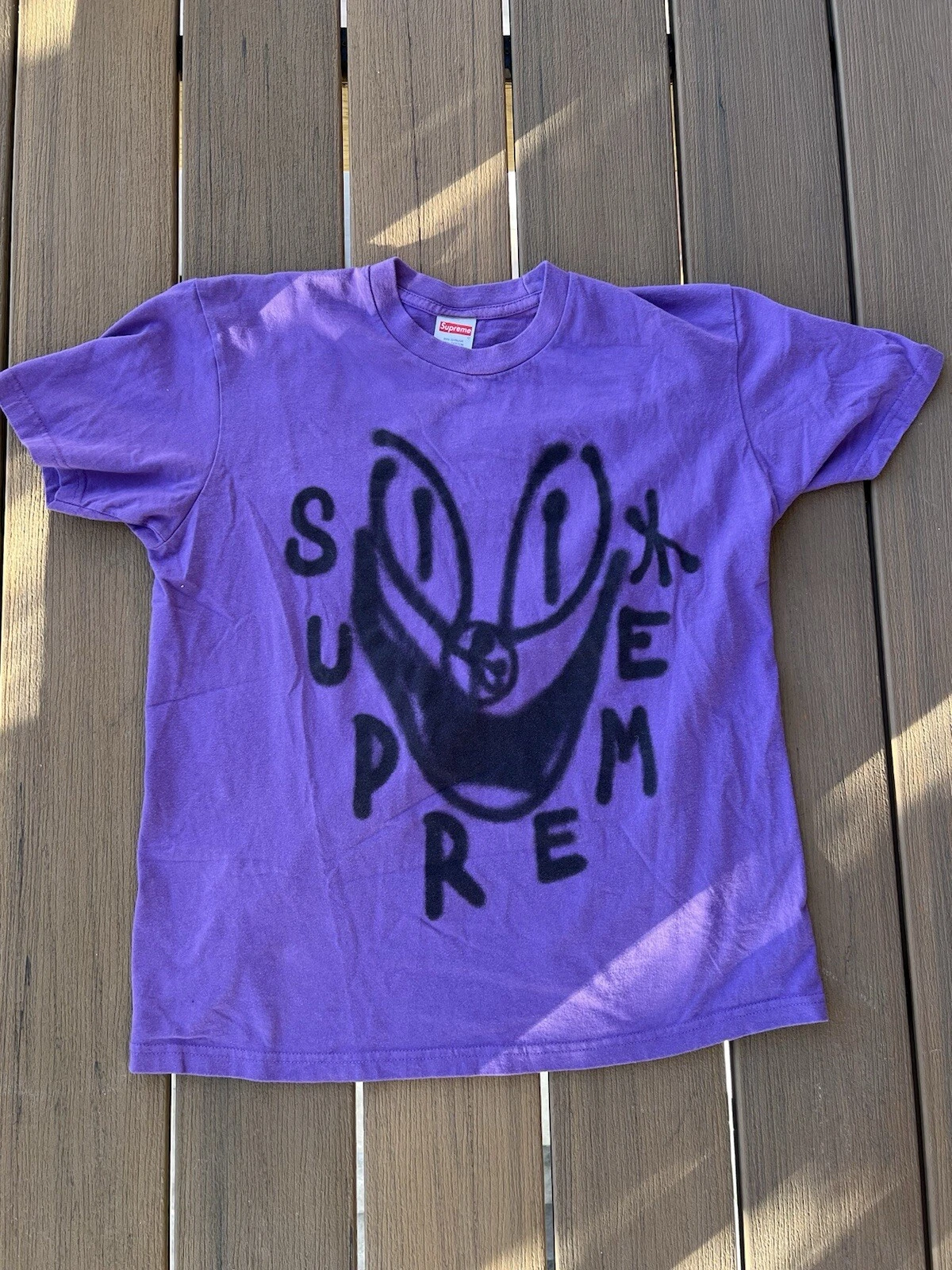 T shirt homme Supreme Purple 2018 Smile Skate Medium