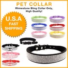 Luxury Rhinestone Diamond Studded Bling Suede Soft Dog Collar High Quality