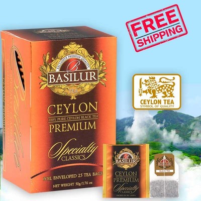 Basilur 100% Pure Natural Ceylon Premium Quality Black Tea 25 Envelope Bags Pack