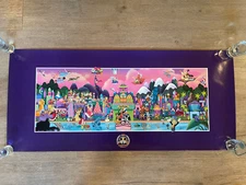 2000 DISNEY DISNEYANA PUBLIC DAY POSTER IT'S A SMALL WORLD GLOWS SIGNED 16x36