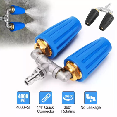 #ad #ad High Pressure Washer Rotating Dual Turbo Nozzle Spray Tip1 4quot; 4000PSI 4 6GPM USA $8.99