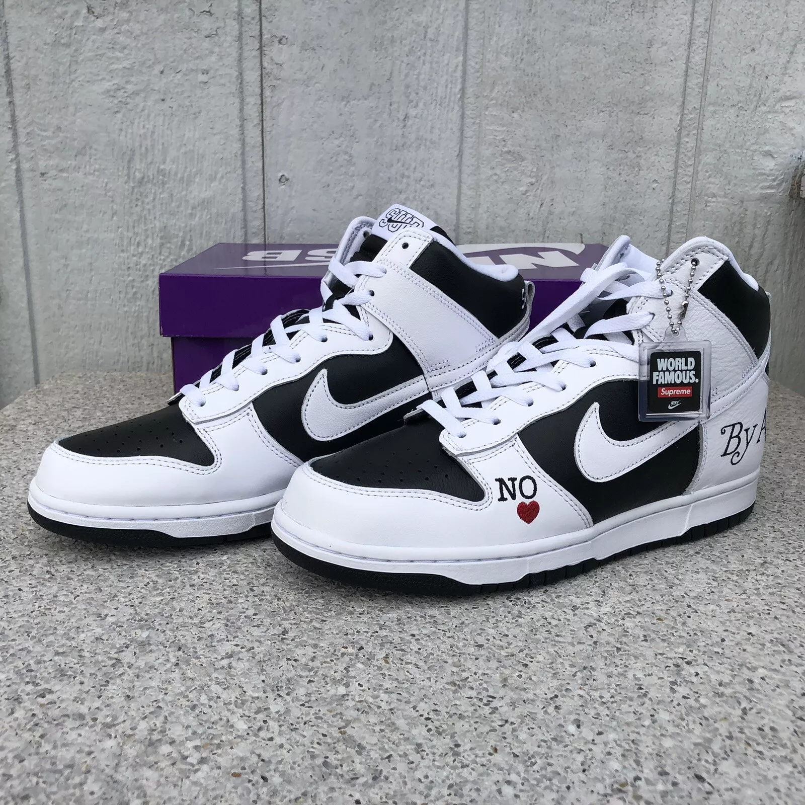Nike SB Dunk High Supreme By Any Means noir blanc DN3741 002 homme taille 10,5 NEUF