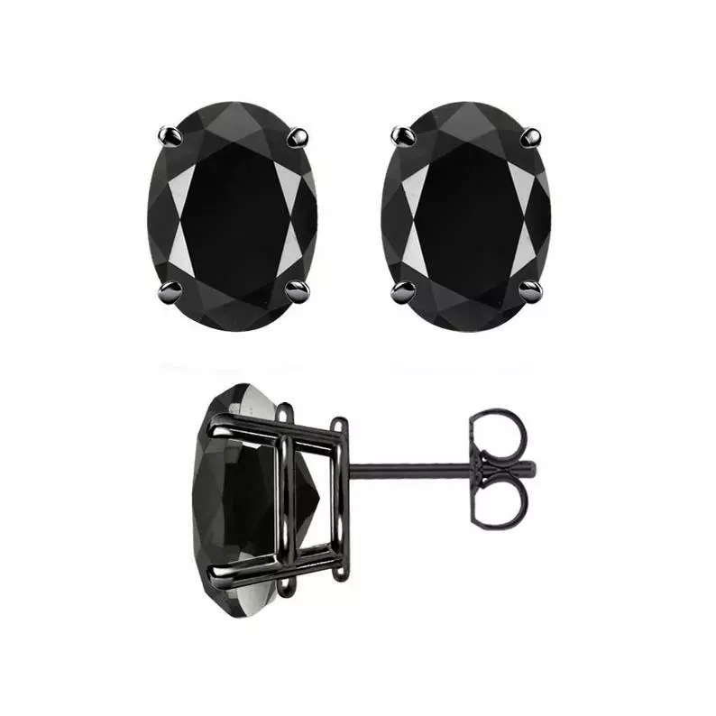 Natural black diamond stud best sale earrings
