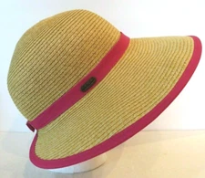 Womens SUN N SAND Summer Sun Hat One Size Fits Most  Wide Brim Beige Pink Beach 