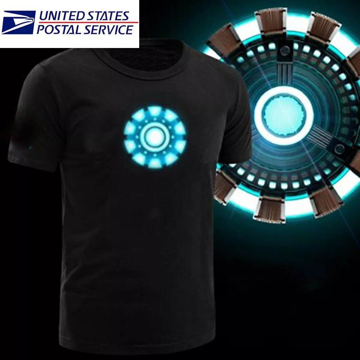 LED T-shirt Iron Man Arc Reactor Tony Stark The Avengers Thor Hulk T-shirt  Party