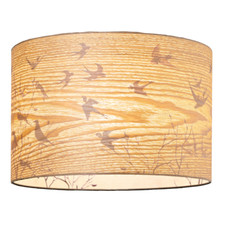 Bamboo Wood Effect Lamp Shade with Inner Lining of Birds and Trees by Happy H...