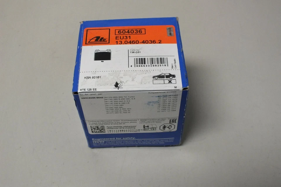 Pastillas de freno traseras ATE (se adapta a Volvo 240 1990 1991 1992 1993) Foto 4 de 4