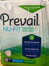 Prevail Nu-Fit Incontinence Brief Large Breathable NU-013/1 Maximum 18 Ct NEW