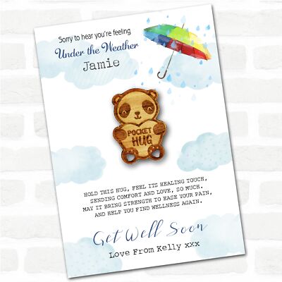 Süßer Panda Bär Regenschirm Get Well Soon personalisiert Geschenk Taschenumarmung