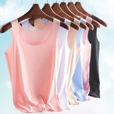Women Ice Silk Vest Tank Tops Casual Summer Camisole Sleeveless T-shirt