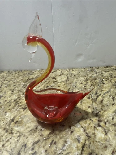 Vintage Mid Century Modern Italian Murano Art Glass Swan figure ashtray see pics