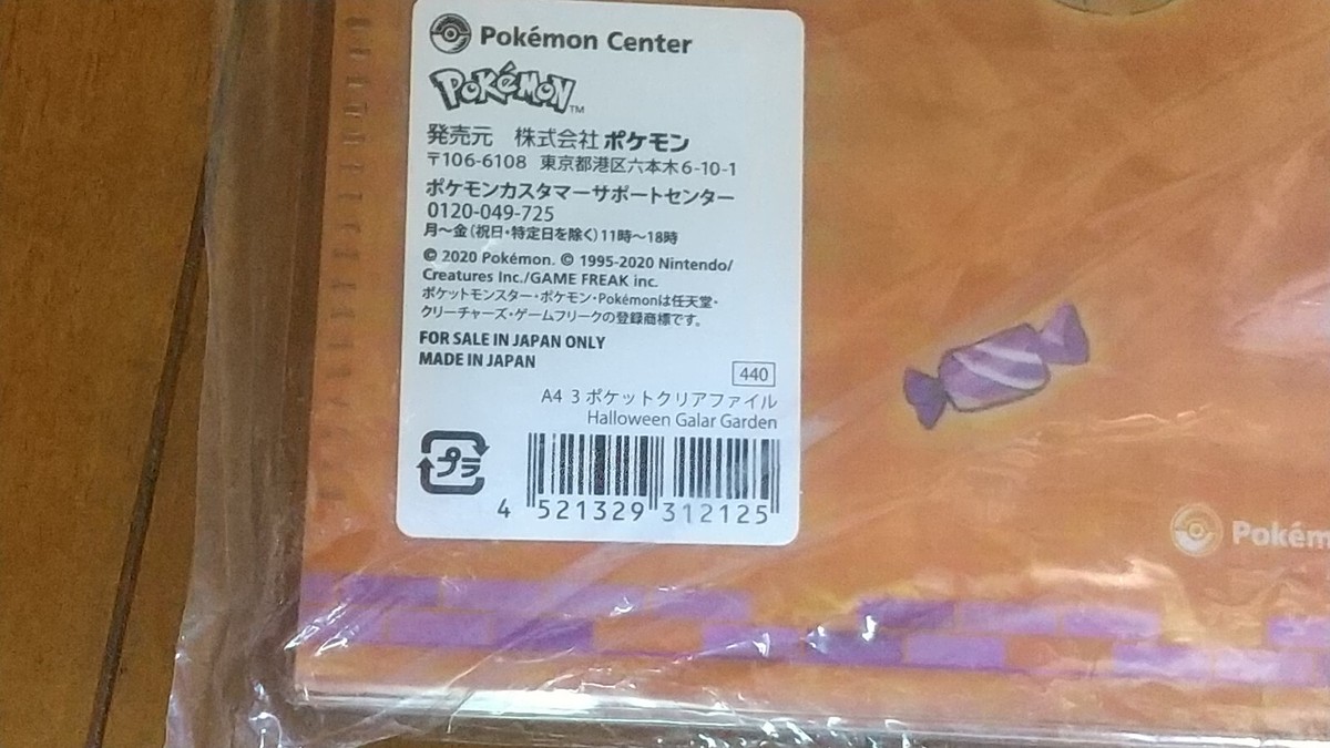 Pokemon Center Limited Halloween Galar Garden 3 Pocket Clear File
